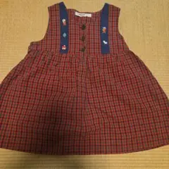 FAMILIAR 赤 チェック ワンピース 80