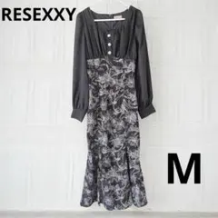 美品　RESEXXY　フロントギャザー マーメイドワンピース　長袖　ブラック　M