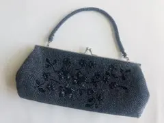 ヴィンテージ昭和レトロ花柄ビーズ刺繍 がま口