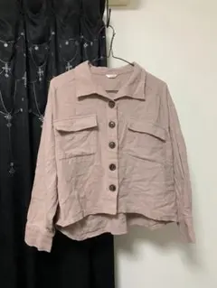 くすみピンク シャツ 薄手ブルゾン ブラウス
