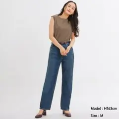 美品　GU　ジーユー　ハイウエストストレートジーンズ　L