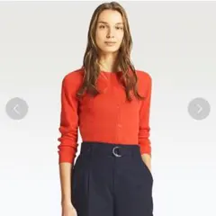 UNIQLO　ミニワッフルカーディガン　オレンジ　レッド