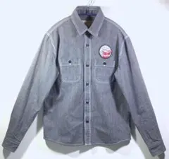 Cluct　クラクト　長袖ワークシャツ　ストライプ　ワッペン　日本製のサムネイル