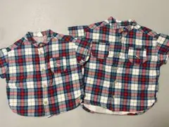 バースデイ コトリ チェックシャツ 80 100 おそろい