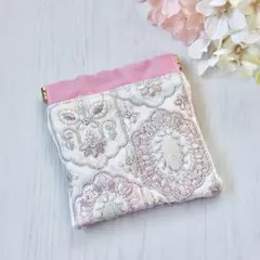春色♡インド刺繍リボンのバネ口ポーチ 小物入れ