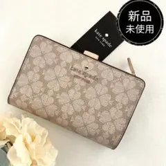 新品　正規品☆kate spade 折り財布　ブラック　花　レザー　二つ折り財布