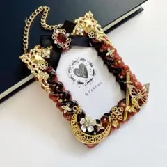 【1276】デコ トレカケース キーホルダー B8 黒 赤