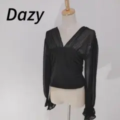 a0646 新品未使用　タグ付き　 Dazy ブラック Vネック 長袖シャツ