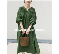 【新品】URBANRESEARCH DOORSコットンボイルギャザーワンピース