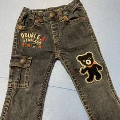 美品ミキハウス・ダブルビー★ビー君ワッペン刺繍のカッコ良いデニムパンツ90