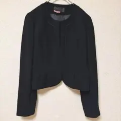 ノーカラージャケット 黒 フォーマル 通勤 入学式 M 古着 春 秋 アウター