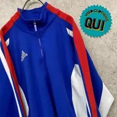 レア90s US古着○アディダス 刺繍ハーフジップトラックジャケット メンズM