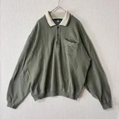 micmacレナウン/厚手ポロシャツ オリーブグリーン 胸ポケット