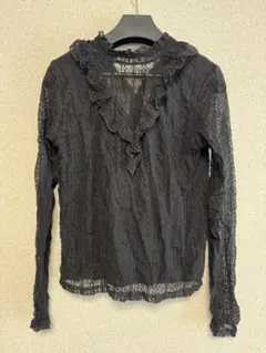 SLY 黒レースフリル長袖シャツ