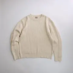 エルエルビーン　クルーネックコットンニット　アイボリー　L 古着