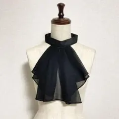 ふんわりシフォンの揺れるジャボタイ　黒