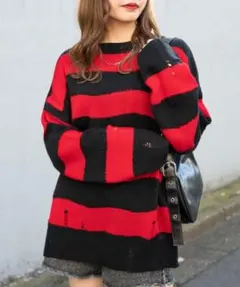 WEGO ダメージルーズボーダーニット