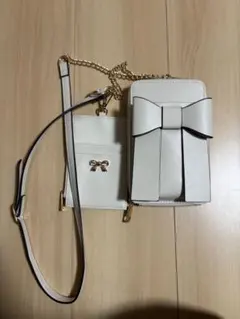maki スマホショルダーリボンしまむら ショルダーバッグ ブルー メルミー