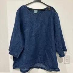 デニム風五分袖シャツ XXL