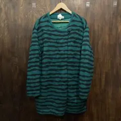 pierre cardin ゼブラ柄 ロングカーディガン ニットコート 80s