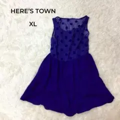 HERE’S ヒアーズ ノースリーブワンピース ドット シアー ブルー XLのサムネイル