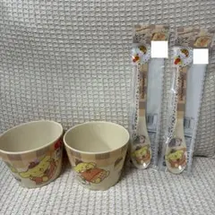 【新品】ポムポムプリン メラミン樹脂小鉢、レンゲスプーン各2点セット ダイソー