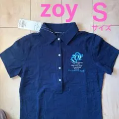ZOY ネイビー色 刺繍入り ゴルフポロシャツ 半袖