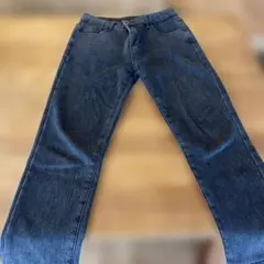 あったかストレートデザイン ブラックデニムパンツ 31