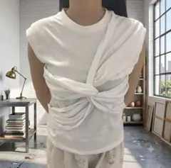 【希少】MSGM レディース　デザインノースリーブ　カットソー　Sのサムネイル