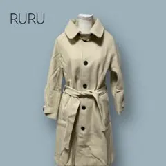 2209 【RURU】　極美品　トレンチコート　ロング　アイボリー　ベルト付