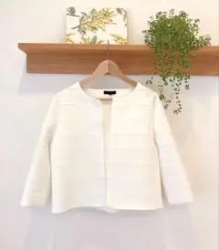 ICB ノーカラージャケット Sサイズ ホワイト