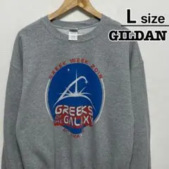 USA古着　GILDAN　スウェット　トレーナー　L　グレー　プリント　イベント