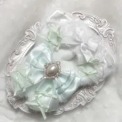 ぬい服　着ぐるみ　10〜12cm用　ホワイト ライトグリーン チェーンフック付き