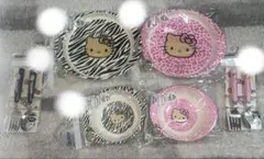 キティちゃん しまむら ゼブラ ピンク カトラリー お皿6点セット