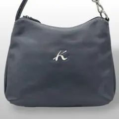 kitamura キタムラ ショルダーバッグ ネイビー レザー Kロゴ 198