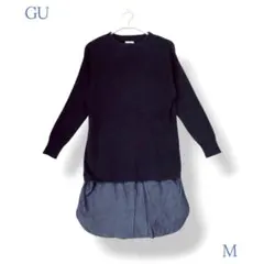 ■GU ジーユー＊ Mサイズ トップス ニット セーター シャツコンビ