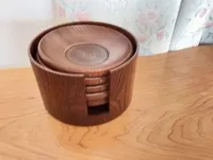 木製 茶托 5枚セット 収納ケース付き