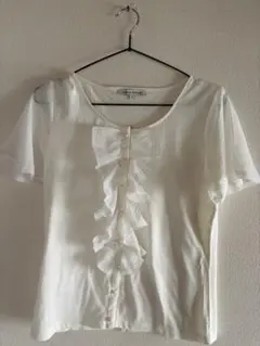 LAURA ASHLEY 半袖 フリルブラウス ホワイト Sのサムネイル
