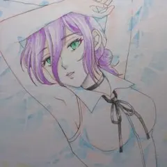 手描きイラスト・原画1点物・ファンアート・チェーンソーマン・レゼ・中色紙