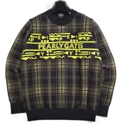 【PEARLY GATES】メンズ ジャガード クルーネックニット プルオーバー