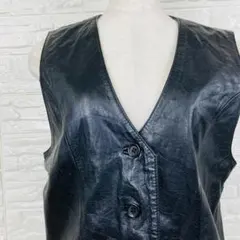 【極美品】LEODOR リアルレザー ベスト 本革 M ブラック4ボタン 激レア