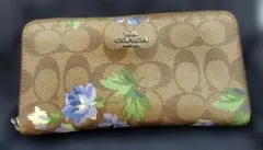 COACH シグネチャー 花柄 ラウンドファスナー長財布 - メルカリ