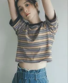 新品未使用】intimite Frill Shirt⭐︎ ストライプブラウン - メルカリ