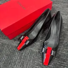 【未使用品】Ferragamo ヴァラ ボウ パンプス ブラック 24.5cm