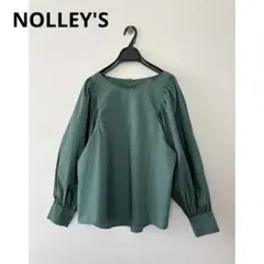 NOLLEY'S グリーン ボートネック 長袖ブラウス