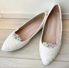 Crystal Queen ブライダルシューズ 24.5cm ローヒール 白