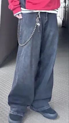 solo semore似 jnco似 極太バギーデニム ブラックデニム 90s