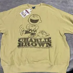PEANUTS チャーリーブラウン スウェット 半袖　イエローのサムネイル