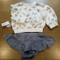 花柄トレーナーとボトムスのツーピースセット