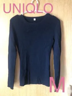 ユニクロ　リブニットセーター　wool mark pure new wool M